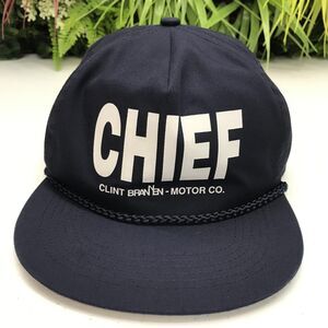 Chief Hat Cap Snap Back Navy Blue Rope Advertising Clint Branen Motor Co Mens